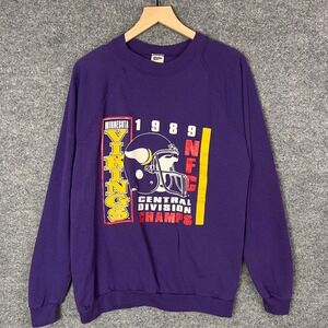 Vintage 1989 Minnesota Vikings NFC Central Division Champs Sweatshirt Trench M